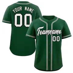 Men's Green White-Black Baseball Jersey 14