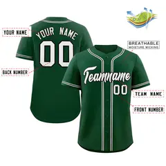 Men's Green White-Black Baseball Jersey 15