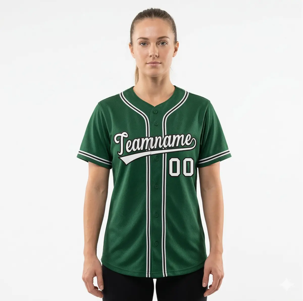 Women's Green White-Black Baseball Jersey