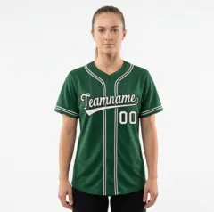 Women's Green White-Black Baseball Jersey 1