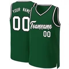 Green White-Black Classic Basketball Jersey 1
