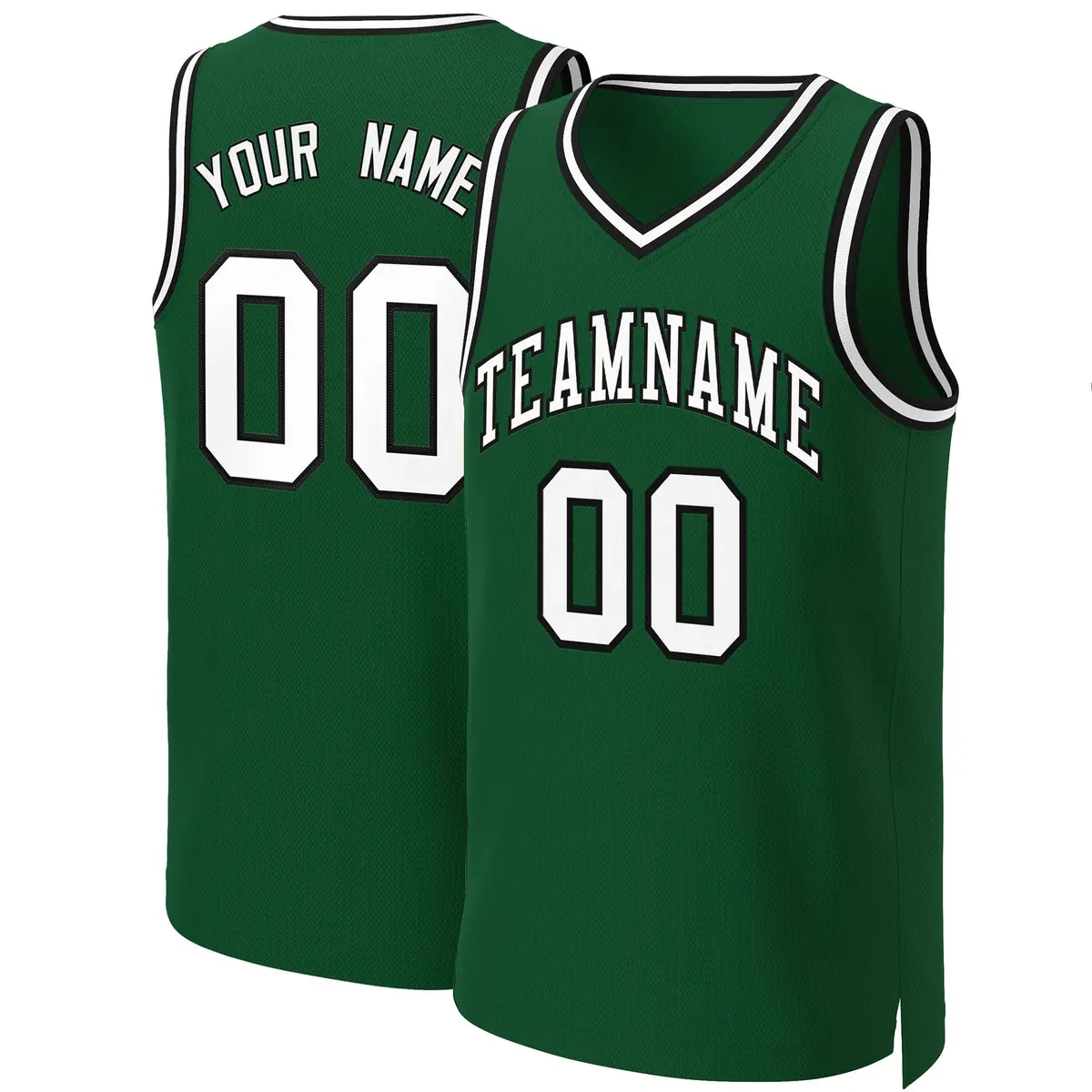 Green White-Black Classic Basketball Jersey