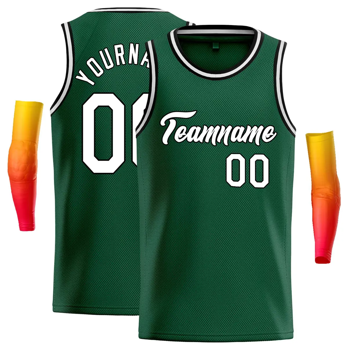 Green White-Black Classic Casual Basketball Jersey