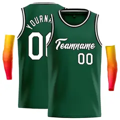 Green White-Black Classic Casual Basketball Jersey