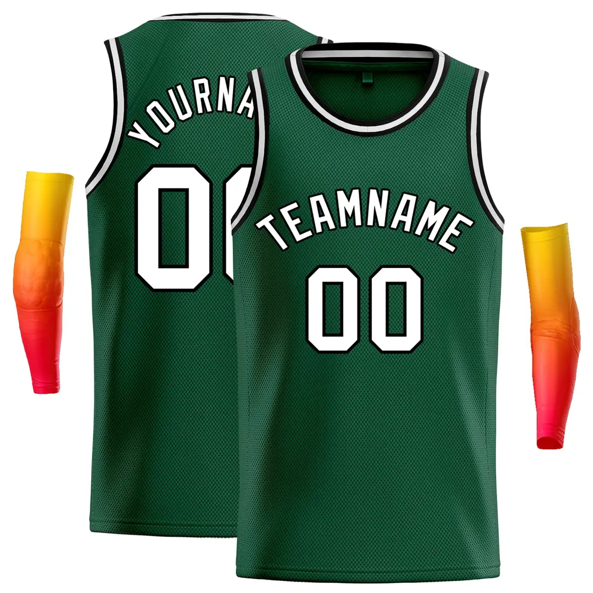 Green White-Black Classic Casual Basketball Jersey