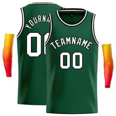 Green White-Black Classic Casual Basketball Jersey