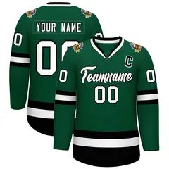 Green White-Black Classic Hockey Jersey 1
