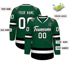 Green White-Black Classic Hockey Jersey 2