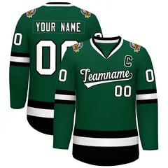 Green White-Black Classic Hockey Jersey 1