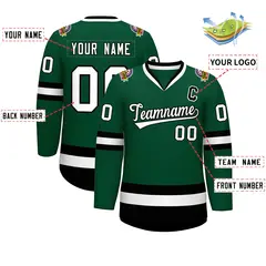 Green White-Black Classic Hockey Jersey 2