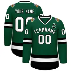 Green White-Black Classic Hockey Jersey 1
