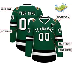Green White-Black Classic Hockey Jersey 2