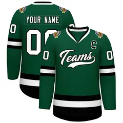 Green White-Black Classic Hockey Jersey 1