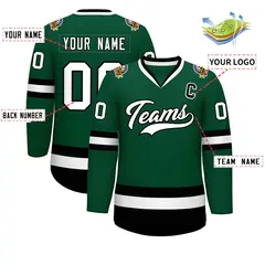 Green White-Black Classic Hockey Jersey 2