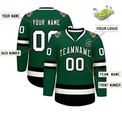 Green White-Black Classic Hockey Jersey 2