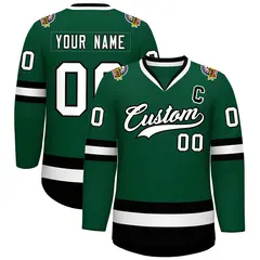 Green White-Black Classic Hockey Jersey 1