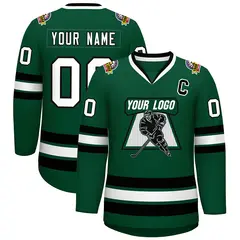 Green White-Black Classic Hockey Jersey 1
