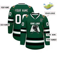 Green White-Black Classic Hockey Jersey 2