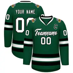 Green White-Black Classic Hockey Jersey 1