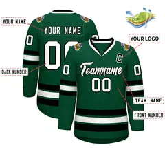 Green White-Black Classic Hockey Jersey 2