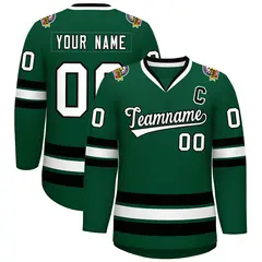 Green White-Black Classic Hockey Jersey 1