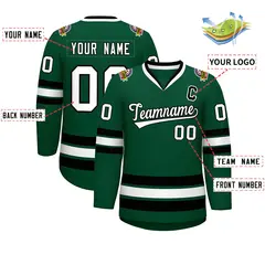 Green White-Black Classic Hockey Jersey 2