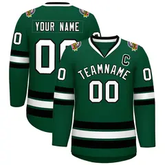 Green White-Black Classic Hockey Jersey 1