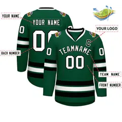 Green White-Black Classic Hockey Jersey 2