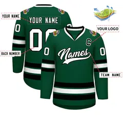 Green White-Black Classic Hockey Jersey 2