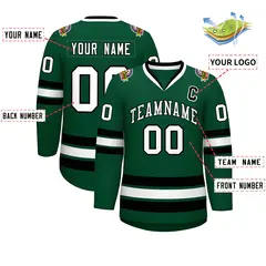 Green White-Black Classic Hockey Jersey 2
