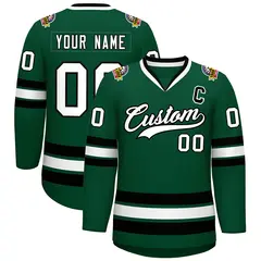 Green White-Black Classic Hockey Jersey 1