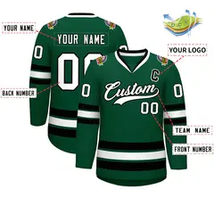 Green White-Black Classic Hockey Jersey 2