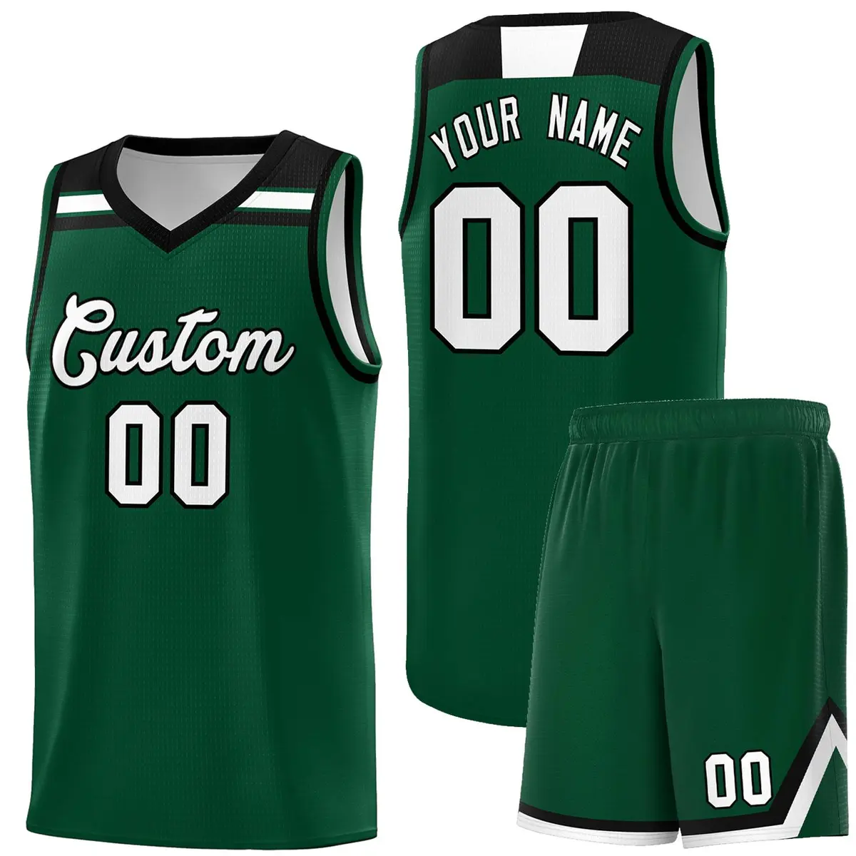 Green White-Black Classic Sports Basketball Jersey