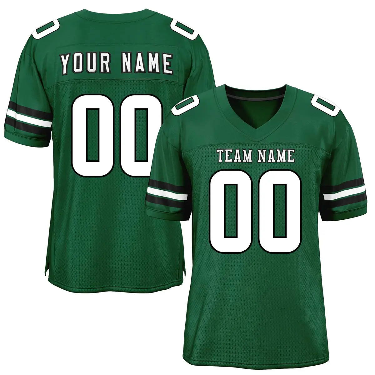 Green White-Black Classic Style Mesh Football Jersey