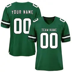 Green White-Black Classic Style Mesh Football Jersey