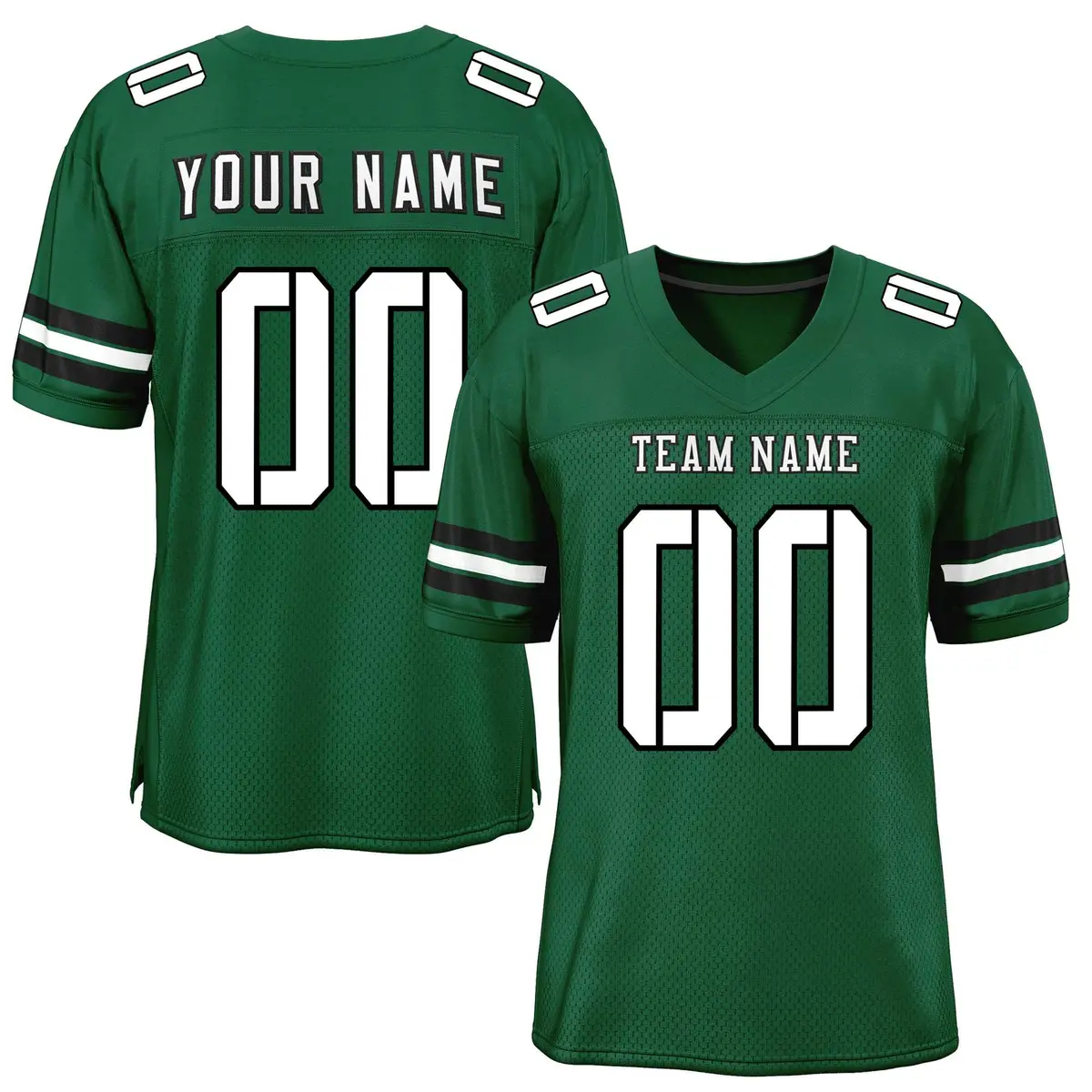 Green White-Black Classic Style Mesh Football Jersey