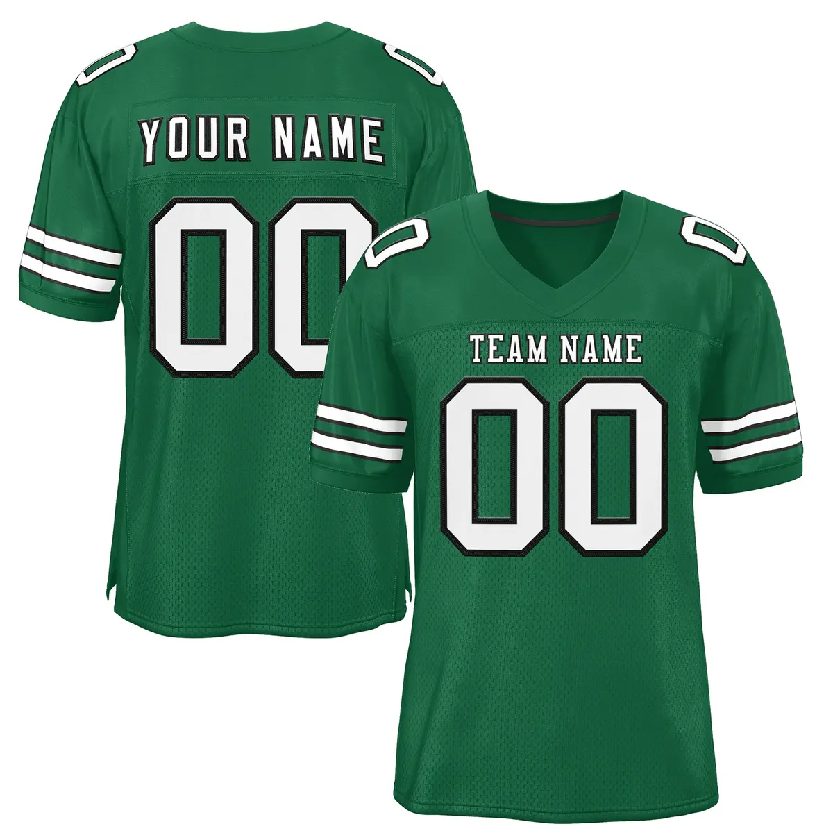 Green White-Black Classic Style Mesh Football Jersey