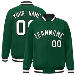 Green White-Black Classic Varsity Full-Snap Letterman Jacket 1