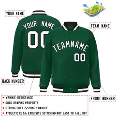 Green White-Black Classic Varsity Full-Snap Letterman Jacket 2