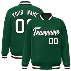 Green White-Black Classic Varsity Full-Snap Letterman Jacket 1