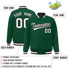 Green White-Black Classic Varsity Full-Snap Letterman Jacket 2