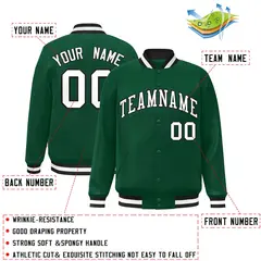 Green White-Black Classic Varsity Full-Snap Letterman Jacket 2
