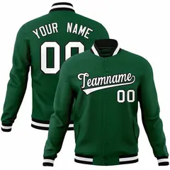 Green White-Black Classic Varsity Full-Snap Letterman Jacket
