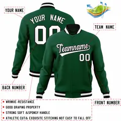 Green White-Black Classic Varsity Full-Snap Letterman Jacket 4
