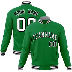 Green White-Black Classic Varsity Full-Snap Letterman Jacket 1