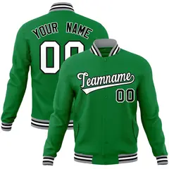Green White-Black Classic Varsity Full-Snap Letterman Jacket 1