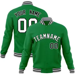 Green White-Black Classic Varsity Full-Snap Letterman Jacket 1