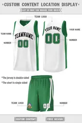 Green White-Black Double Side Men Basketball Jersey 2