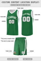 Green White-Black Double Side Men Basketball Jersey 4