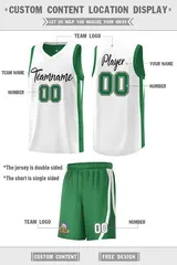 Green White-Black Double Side Men Basketball Jersey 2